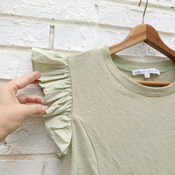 English Factory Ruffle Sleeve Mixed Mini Dress - Picture 4 of 7